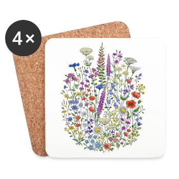 Fleurs sauvages Fleurs Fleurs Jardin botanique naturel - Dessous de verre (lot de 4) - blanc - Devant