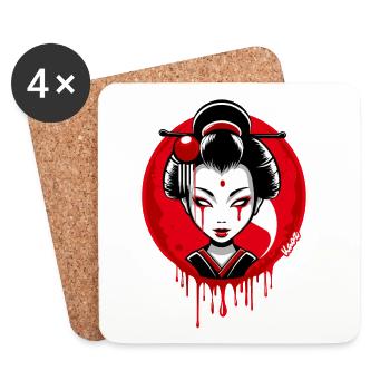 Geisha Nachtmond - Untersetzer (4er-Set) - Weiß - Vorne