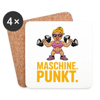  Vorsicht Absolute Maschine Fitness Muskel Frau - Untersetzer (4er-Set) - Weiß - Vorne