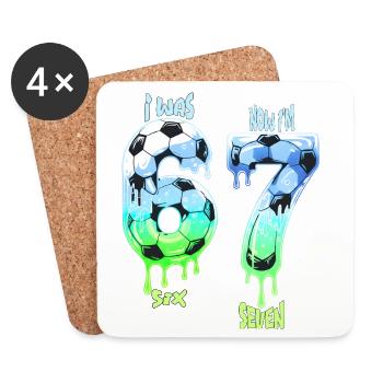 7. Geburtstag Fußballshirt Ich war 6 Jetzt bin ich 7 Jahre - Untersetzer (4er-Set) - Weiß - Vorne