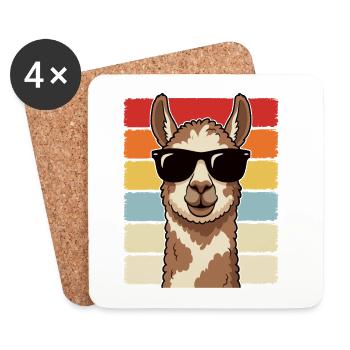 Cool Alpaca Sunglasses Retro Cute Animal Shirt - Untersetzer (4er-Set) - Weiß - Vorne