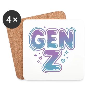 Conception de polices en dégradé de la génération Z - Dessous de verre (lot de 4) - blanc - Devant