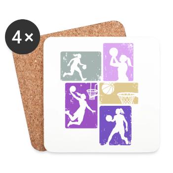 Basket-ball féminin - Dessous de verre (lot de 4) - blanc - Devant