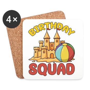 Birthday Squad Beach Summer Cruise Sand Castle - Coasters (set of 4) - white - Front