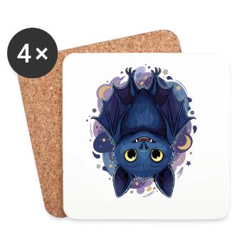Néon Chauve-souris au clair de lune - Dessous de verre (lot de 4) - blanc - Devant