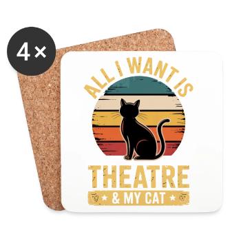 Théâtre musical : tout ce que je veux, mon chat & cadeau de théâtre - Dessous de verre (lot de 4) - blanc - Devant