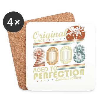 Original 2008 Vintage Retro Birthday Gift - Coasters (set of 4) - white - Front