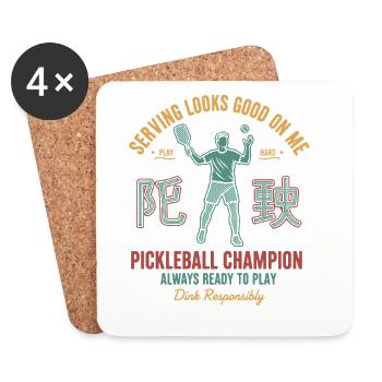 Le service du joueur de pickleball me va bien Love - Dessous de verre (lot de 4) - blanc - Devant