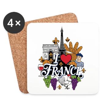J’adore les vacances en France - Dessous de verre (lot de 4) - blanc - Devant