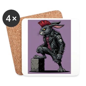 Heavy Metal Osterhase Rocker Ostern Hardcore Hase - Untersetzer (4er-Set) - Weiß - Vorne