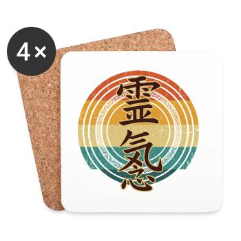 Reiki Kanji Retro Vintage Design - Dessous de verre (lot de 4) - blanc - Devant
