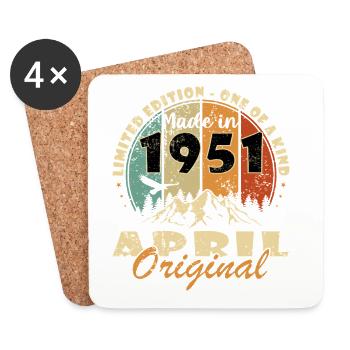 April 1951 Birthday Legend - Coasters (set of 4) - white - Front