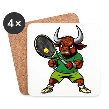 Joueur de tennis Taureau - Dessous de verre (lot de 4) - blanc - Devant