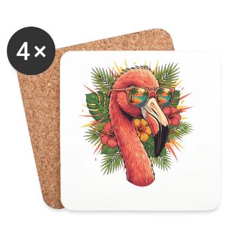 Tropiques des flamants roses - Dessous de verre (lot de 4) - blanc - Devant