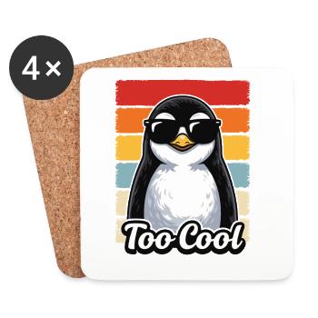 Too Cool Penguin Retro Sunglasses Shirt - Coasters (set of 4) - white - Front