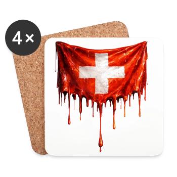 Dripping Swiss flag - Coasters (set of 4) - white - Front
