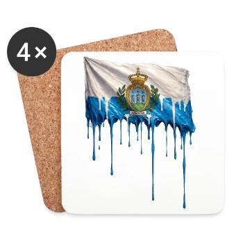 Art de la goutte du drapeau de Saint-Marin - Dessous de verre (lot de 4) - blanc - Devant