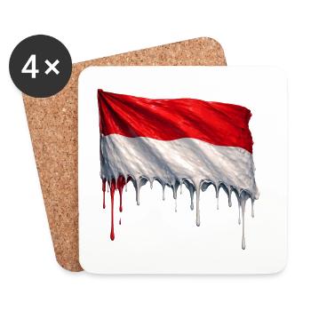 Art de la chute du drapeau indonésien - Dessous de verre (lot de 4) - blanc - Devant