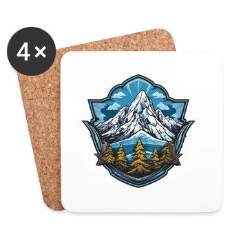 Insigne paysager du lac Alpine Summit - Dessous de verre (lot de 4) - blanc - Devant