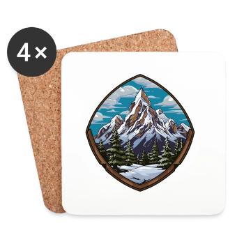 Mountain Summit Shield Emblem Mountains - Coasters (set of 4) - white - Front