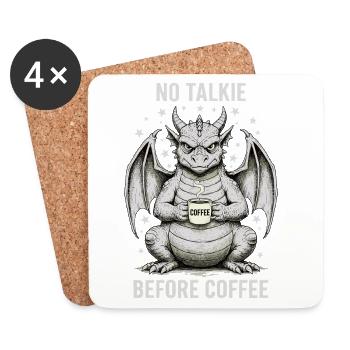 Pas de conversation avant Dragon Amoureux du Café - Dessous de verre (lot de 4) - blanc - Devant