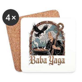  Baba Yaga Slawische Hexe Krähe Kessel Mythologie - Untersetzer (4er-Set) - Weiß - Vorne