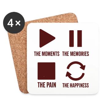 Pleine conscience, moments, souvenirs, bonheur - Dessous de verre (lot de 4) - blanc - Devant