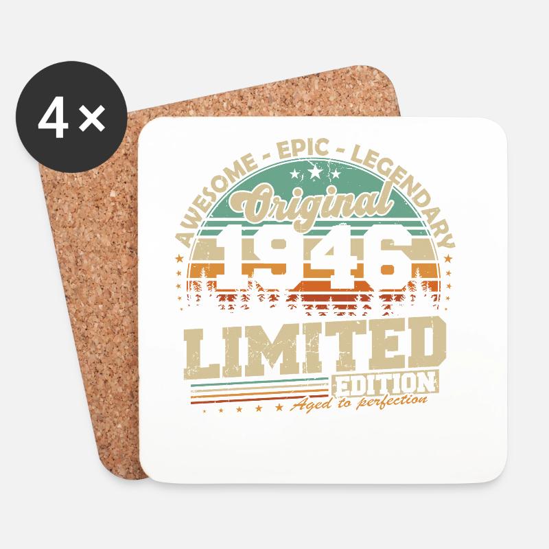 Original 1946 Vintage Retro Geburtstag Geschenk - Untersetzer (4er-Set) - Weiß