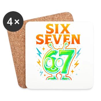Six Seven 67 Italian Brainrot Alien Humor Lustig - Untersetzer (4er-Set) - Weiß - Vorne