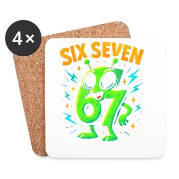 Six Seven 67 Italian Brainrot Alien Humor Lustig - Untersetzer (4er-Set) - Weiß - Vorne