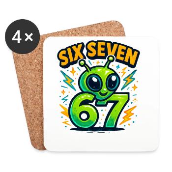 Six Seven 67 Italian Brainrot Alien Humor Lustig - Untersetzer (4er-Set) - Weiß - Vorne