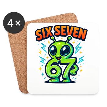 Six Seven 67 Italian Brainrot Alien Humor Lustig - Untersetzer (4er-Set) - Weiß - Vorne