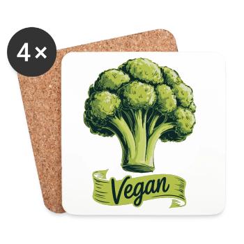 Vegan T-Shirt Brokkoli Veganer Lifestyle Ernährung - Untersetzer (4er-Set) - Weiß - Vorne