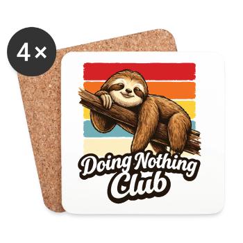 Cadeau drôle du Sloth Doing Nothing Club - Dessous de verre (lot de 4) - blanc - Devant