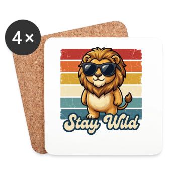 Löwe Stay Wild Kinder Shirt Lustig Geschenk - Untersetzer (4er-Set) - Weiß - Vorne