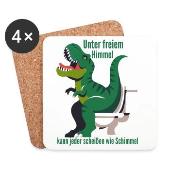 Dino auf Toilette im Freien - Untersetzer (4er-Set) - Weiß - Vorne