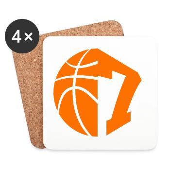 NR. 7 BASKETBALL NUMMER 7 BASKETBALL 7. GEBURTSTAG - Untersetzer (4er-Set) - Weiß - Vorne