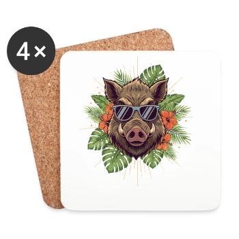 Sunglasses Warthog Tropical Style - Coasters (set of 4) - white - Front