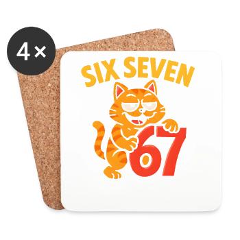 Six Seven Katze 67 Italian Brainrot Humor - Untersetzer (4er-Set) - Weiß - Vorne