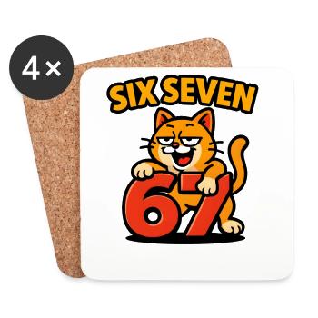 Six Seven Katze 67 Italian Brainrot Humor - Untersetzer (4er-Set) - Weiß - Vorne