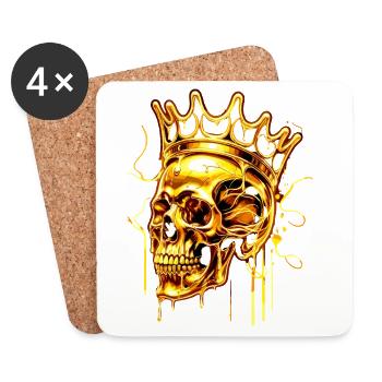 Golden Melting Skull Crown - Coasters (set of 4) - white - Front
