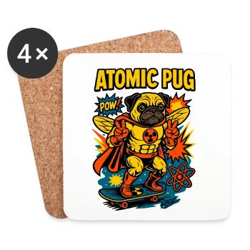 Atomic Pug Hero an Bord - Untersetzer (4er-Set) - Weiß - Vorne