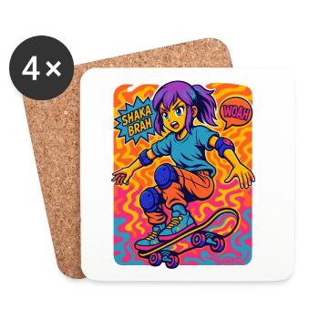 Shaka Brah Skater Pop Art - Untersetzer (4er-Set) - Weiß - Vorne