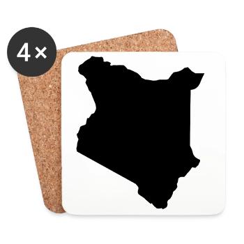 Carte du Kenya - Dessous de verre (lot de 4) - blanc - Devant