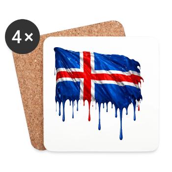 Drapeau islandais couleur colorée - Dessous de verre (lot de 4) - blanc - Devant
