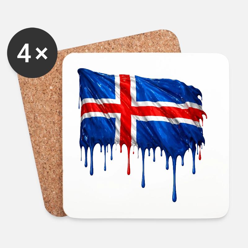 Isländische Flagge bunte Farbe - Untersetzer (4er-Set) - Weiß