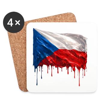 Tschechische Flagge bunte Farbe - Untersetzer (4er-Set) - Weiß - Vorne
