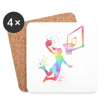 Basketball Girls Basketball Women - Coasters (set of 4) - white - Front