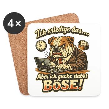 Ich mach das aber ich gucke dabei böse Dogge - Untersetzer (4er-Set) - Weiß - Vorne