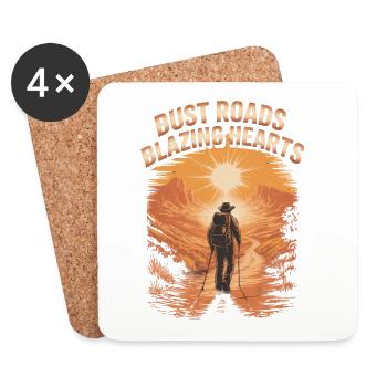 Bust Roads Blazing Hearts Hiking Adventure - Coasters (set of 4) - white - Front